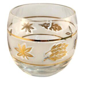 Culver Starlyte Roly Poly Lowball Old Fashioned Glasses Frosted Band Design Mid